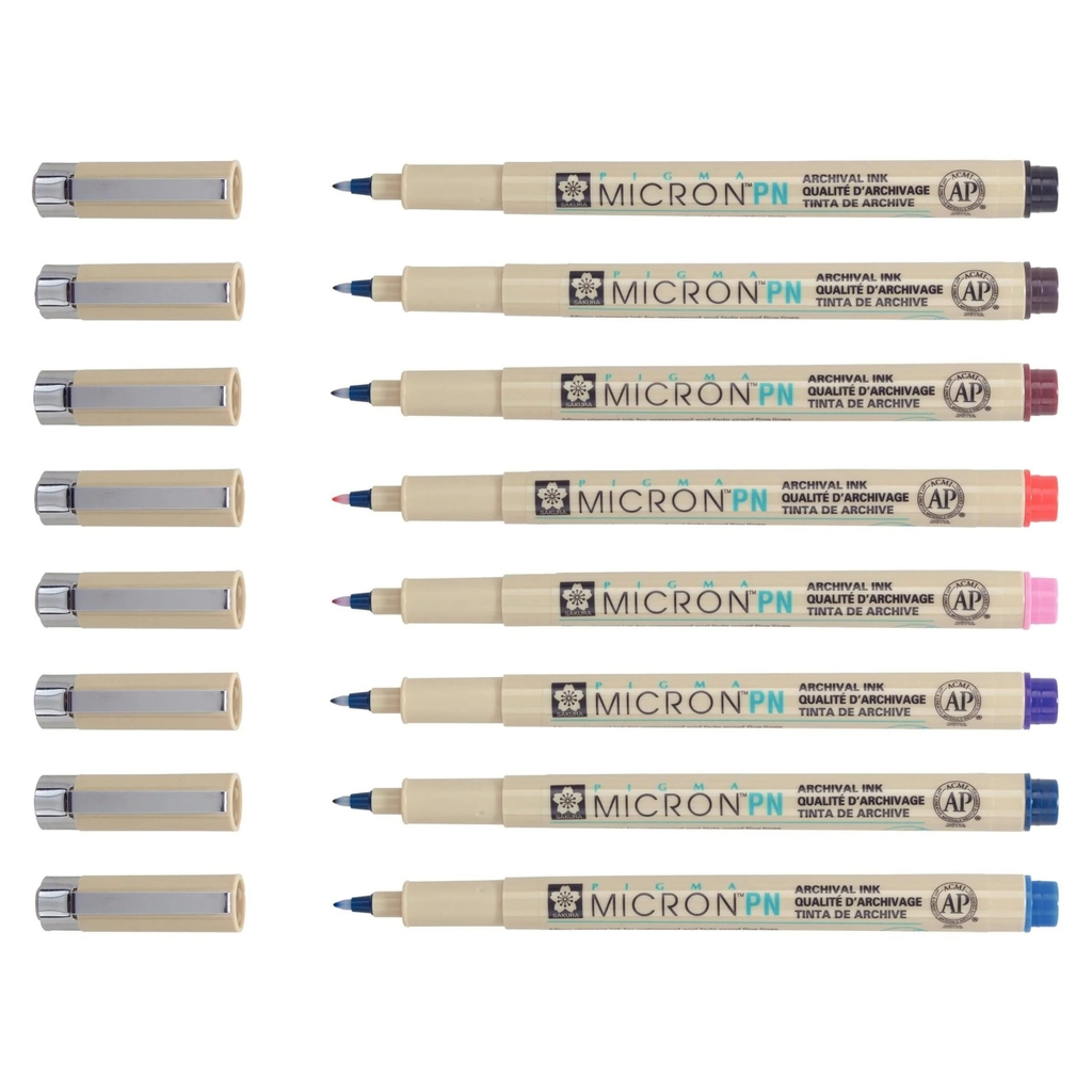 Bút line đi nét linh hoạt, nhiều màu Sakura Pigma Micron PN - Ngòi 0.2mm > 0.5mm