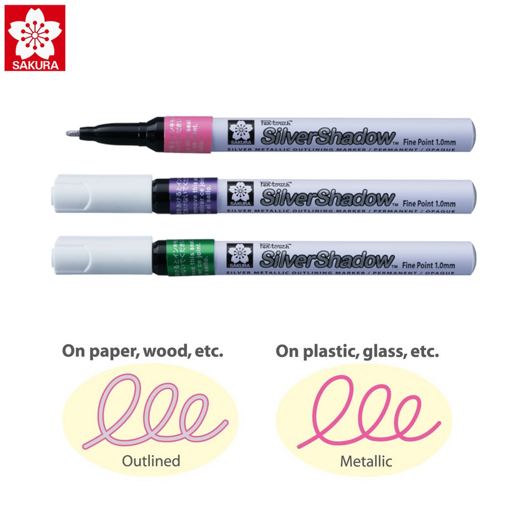 Bút sơn dầu ánh bạc có viền màu Sakura Pentouch Silver Shadow Color Marker - Ngòi 1.0mm