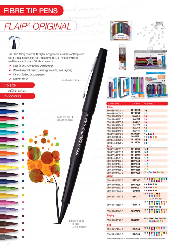 Bút lông Paper Mate Flair Felt Tip, Medium Point 0.7mm – Màu đen (Black)