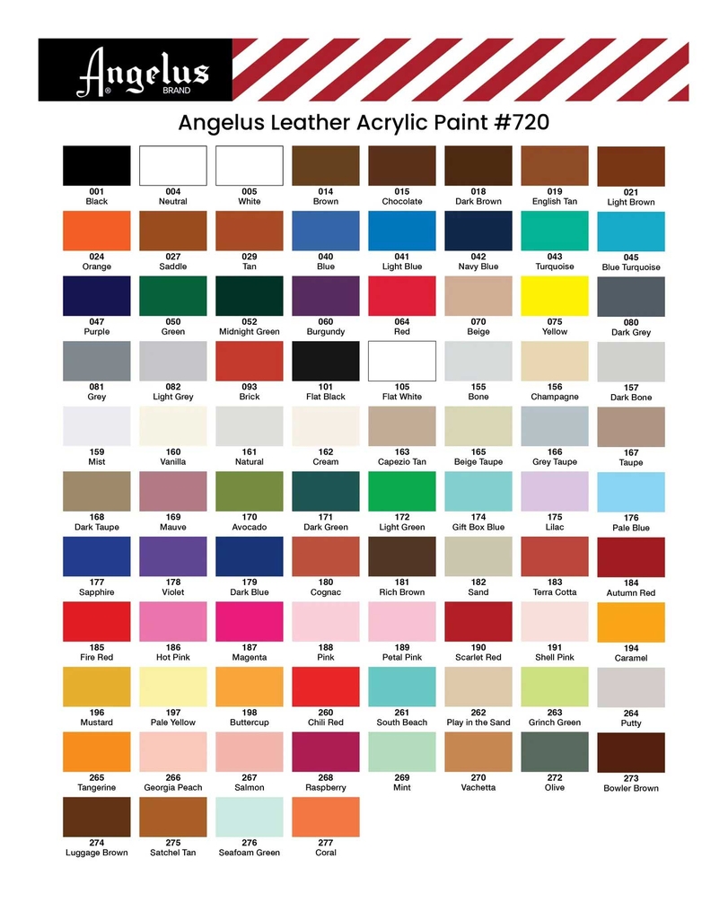 Màu vẽ da vải Angelus Acrylic Leather Paint 472ml (Pint) & 944ml (Quart)