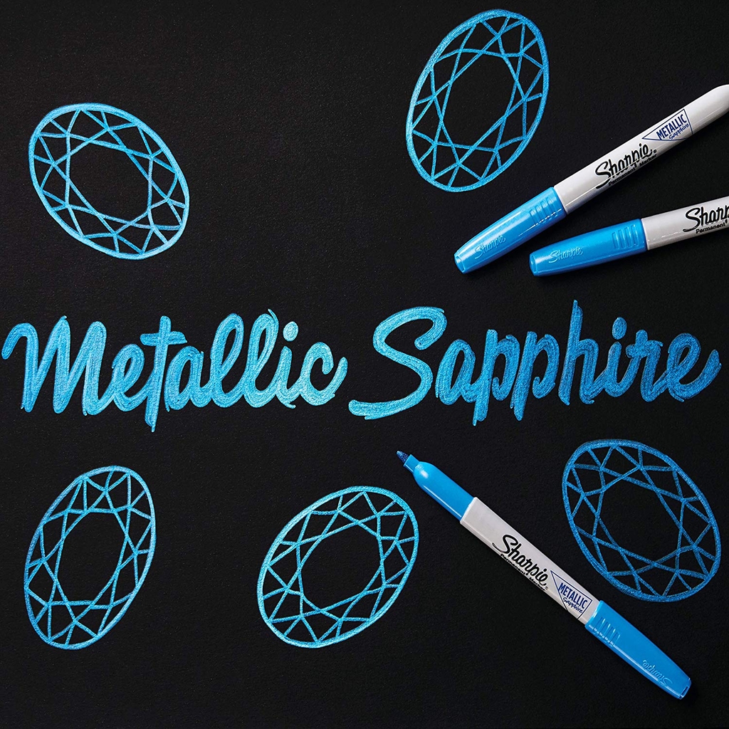 Bút lông dầu mực ánh kim Sharpie Metallic - Sapphire (Màu xanh ngọc bích)