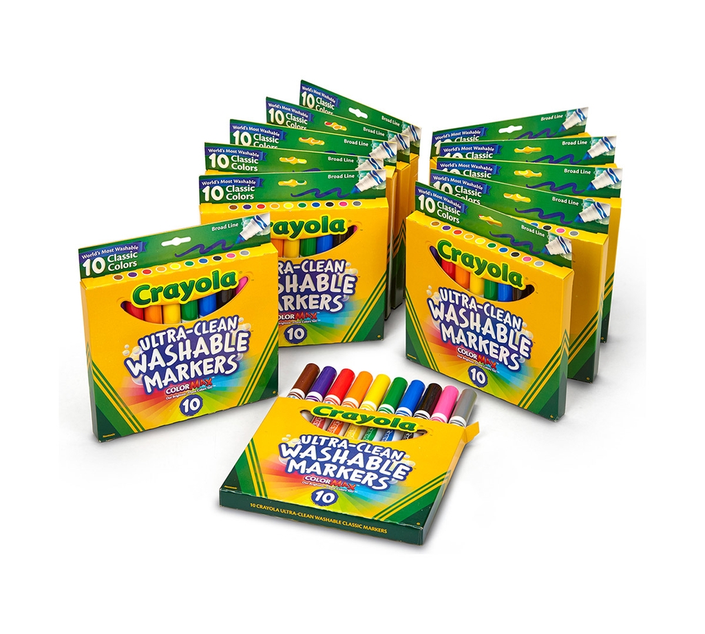 Bộ bút lông màu, có thể rửa được Crayola Ultra-Clean Washable Markers - 12 Màu