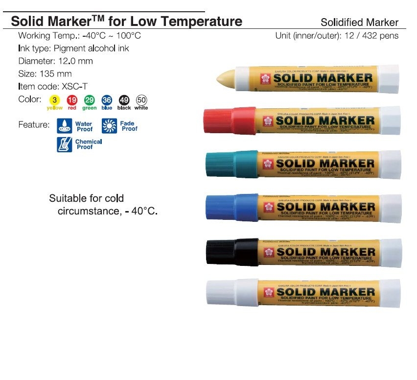 Bút đánh dấu công nghiệp chịu nhiệt độ thấp Sakura Solid Marker Low Temperature 12.0mm