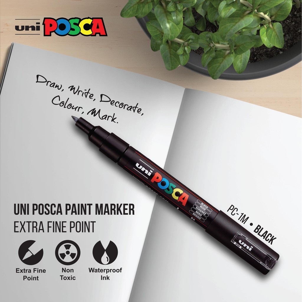 Bút sơn vẽ đa chất liệu Uni Posca Paint Marker PC-1M Extra Fine - Red (Đỏ)