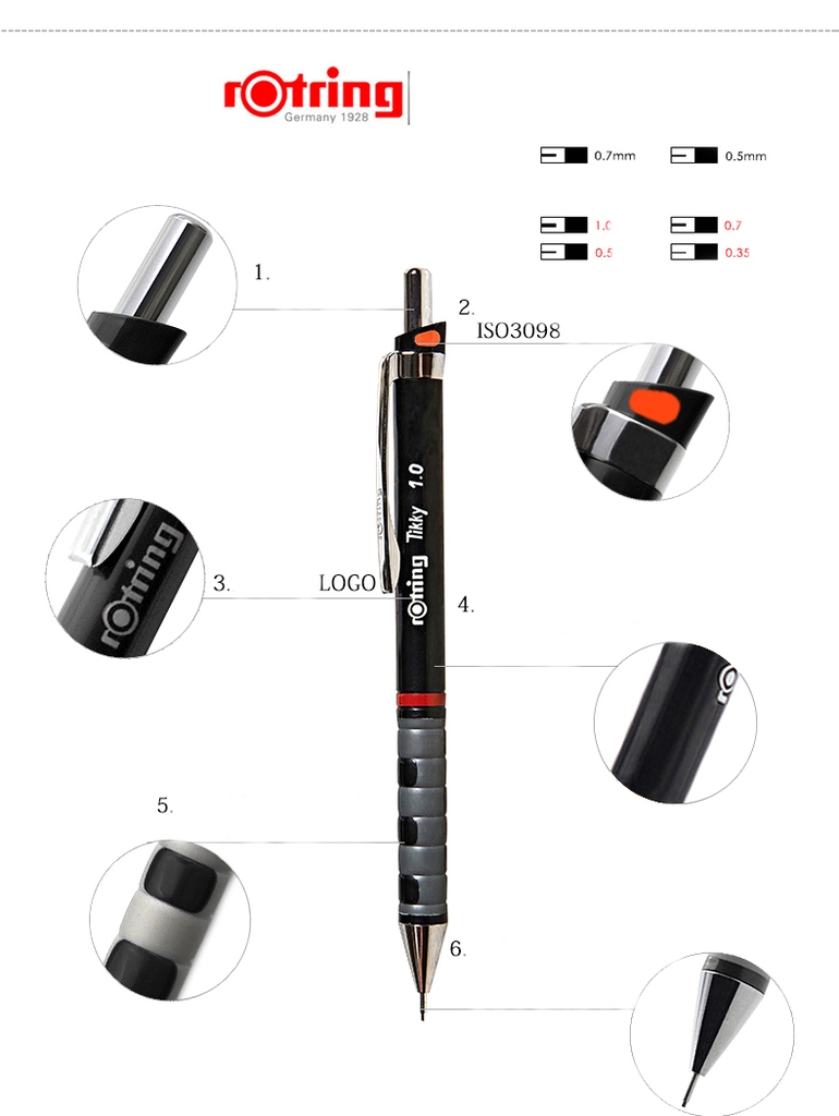 Bút chì bấm Rotring Tikky 0.5mm – Đen (Black)