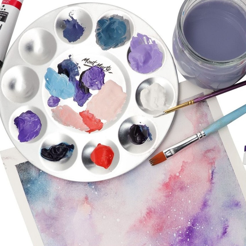 Khay pha màu kim loại Mont Marte Aluminium Round Palette Signature 10