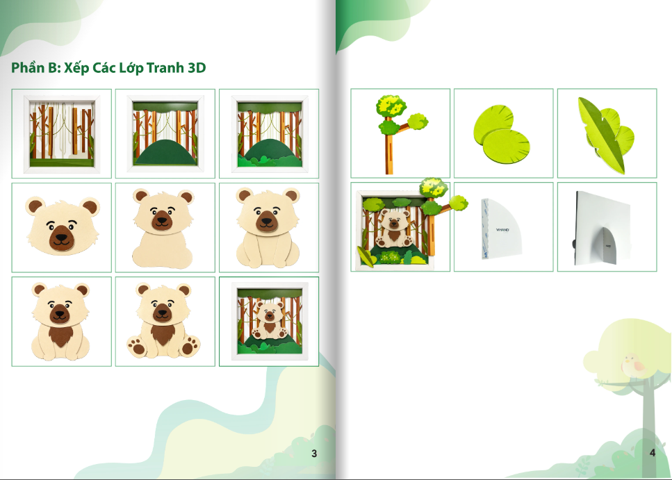 Bộ Kit DIY Tranh xếp lớp 3D Bear sáng tạo cho bé (LP-03)