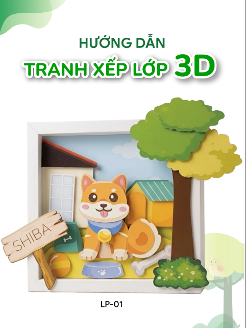 Bộ Kit DIY Tranh xếp lớp 3D Shiba sáng tạo cho bé (LP-01)