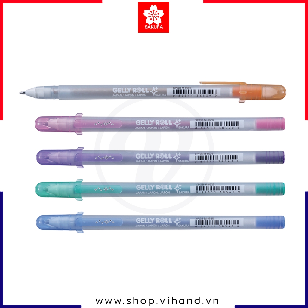 Bút bi Gel viết thiệp có viền màu bạc ánh kim Sakura Gelly Roll Silver Shadow 0.7mm