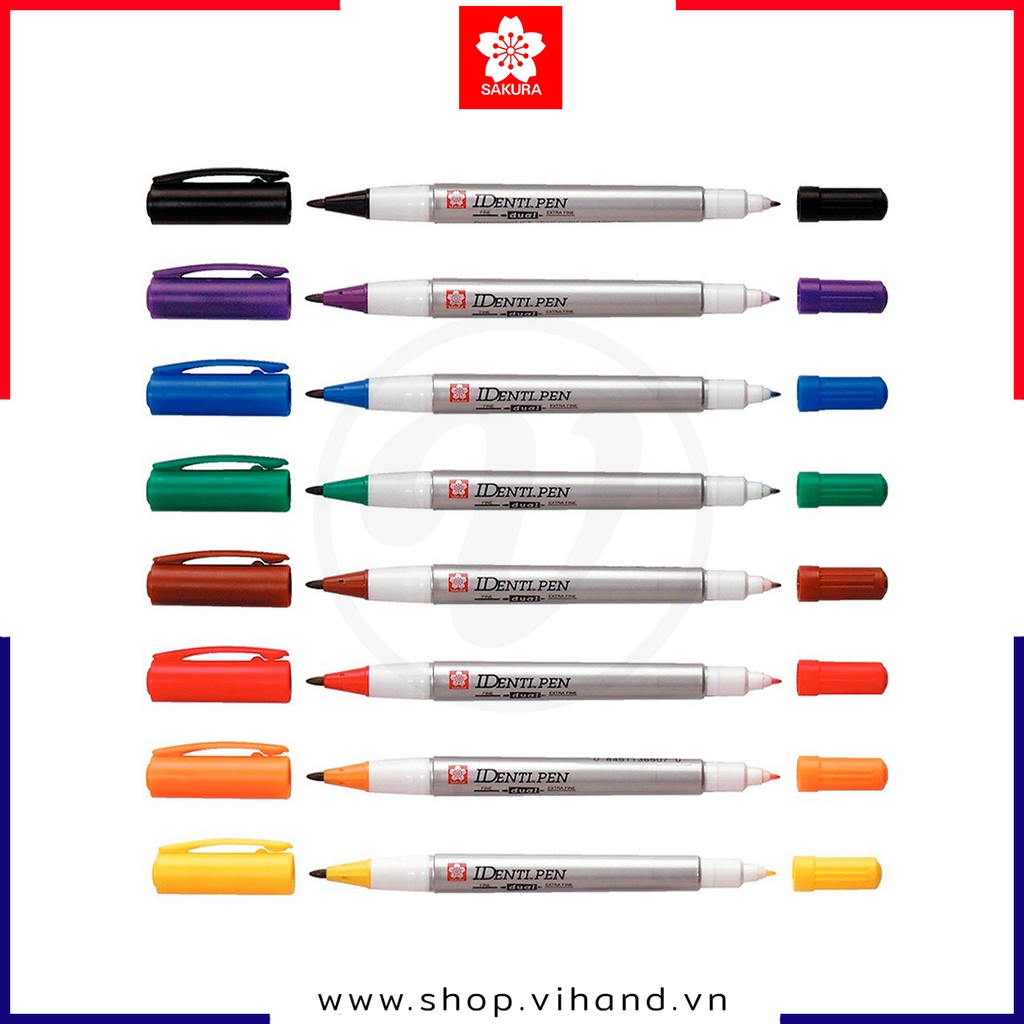 Bút lông dầu 2 đầu vẽ đa chất liệu Sakura Identi Pen - Ngòi 0.4mm / 1.0mm