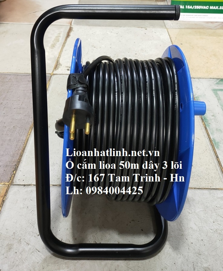 Ổ CẮM KÉO DÀI LIOA 50M KIỂU RULO DÂY 3 LÕI CÓ TIẾP ĐỊA QT50 - 3 - 15A