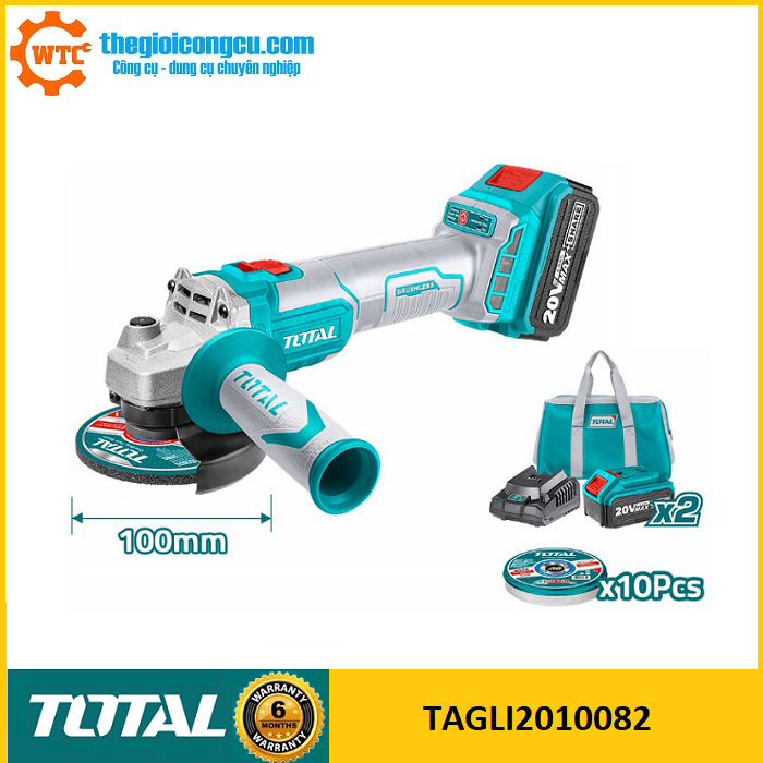 20V Máy mài góc 100mm dùng pin Total TAGLI2010082