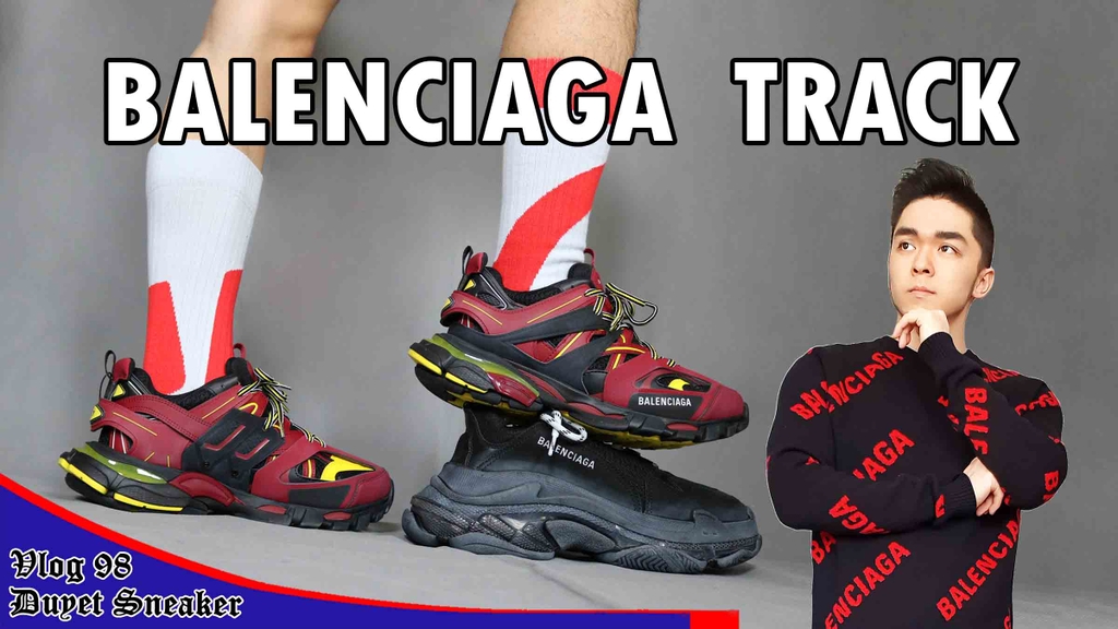 balenciaga track blue grey red 41 巴黎世家 男裝 鞋 波鞋 Carousell