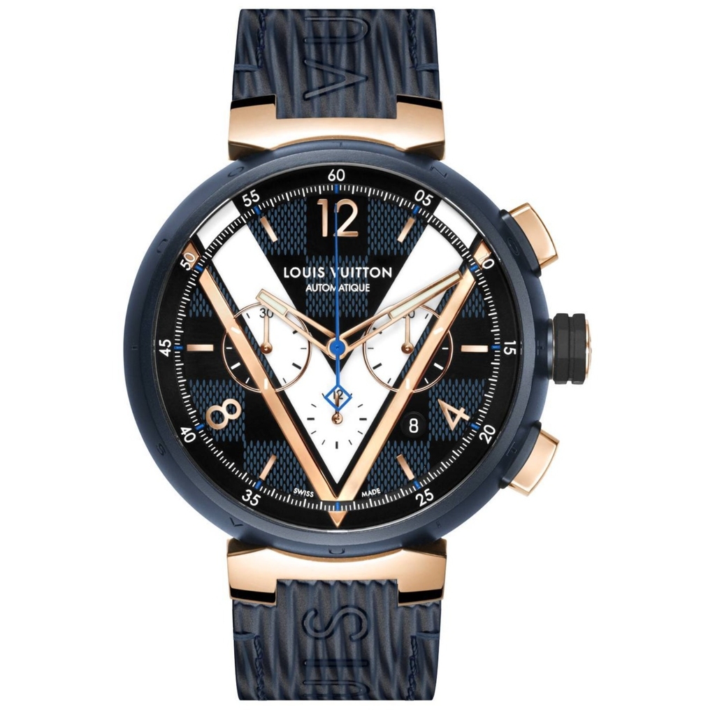 Đồng hồ LV TAMBOUR DAMIER COBALT 'Blue & Gold'