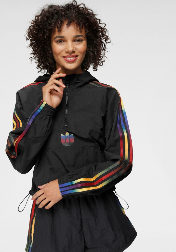 Áo khoác Adidas Crop 'Cầu Vồng - Đen'