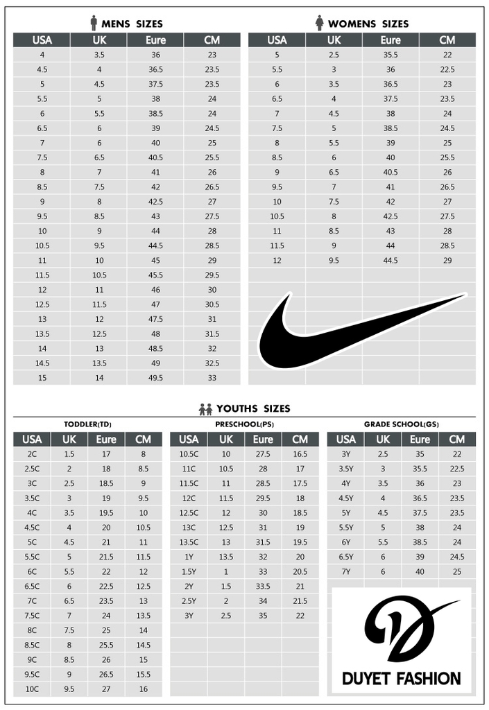 Nike cortez sale sizing guide