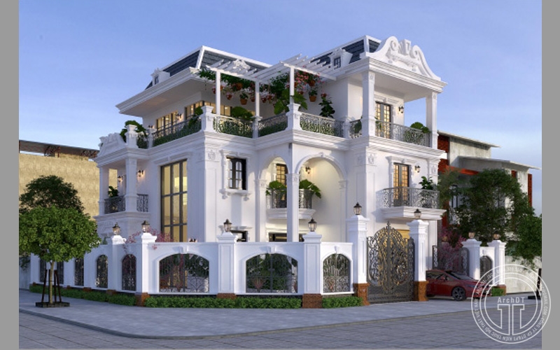 Dương Villa - Biệt thự góc phố ở Vĩnh Phúc - 3 tầng với mặt tiền 15m