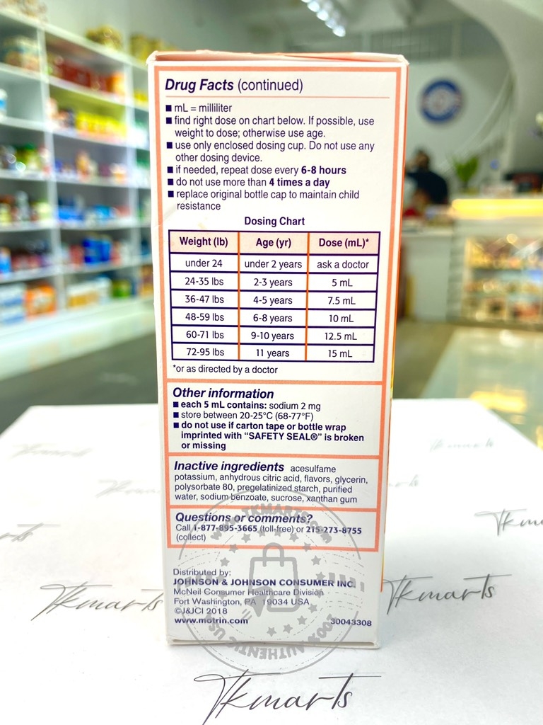 Childrent’s Motrin - Pain Reliever/Fever Reducer (Thuốc Ho Bé 2 Tới 11 Tuổi)