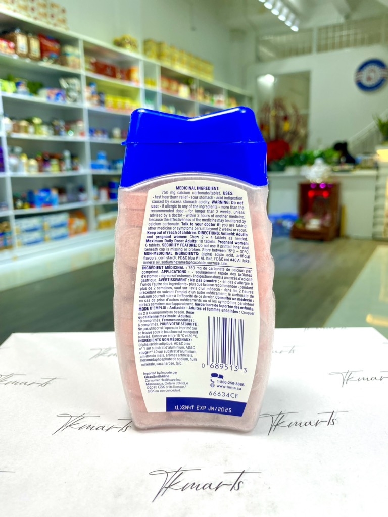 Tums - Antacid (Viên Nhai Hỗ Trợ Tiêu Hóa 100 Viên)