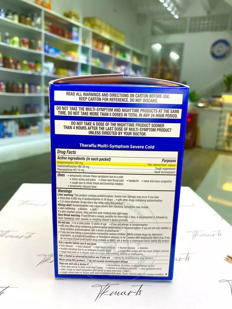 THERAFLU - Symptom + Nighttime Severe Cold & Cough (Cảm Lạnh 12 Packets)