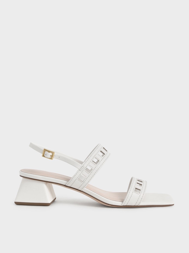 CHARLES & KEITH - CK1-60050962 WHITE (GIẦY QUAI HẬU GÓT VUÔNG TRẮNG SIZE 38)