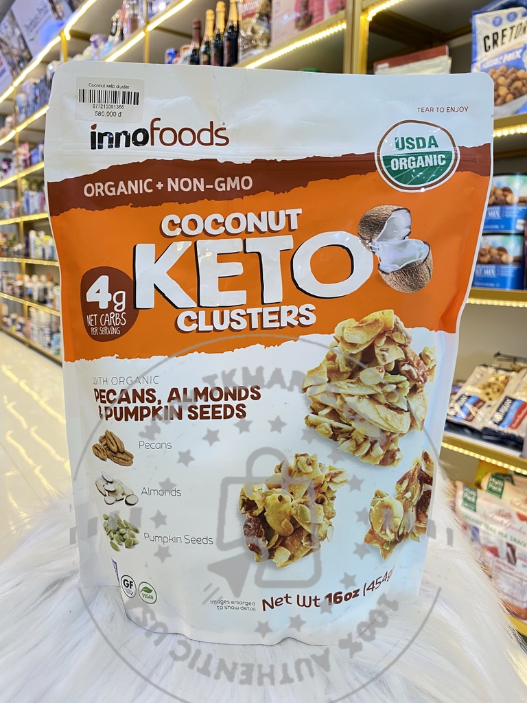 INNOFOODS - COCONUR KETO CLUSTERS (DỪA KHÔ HẠT HỖN HỢP 454G)