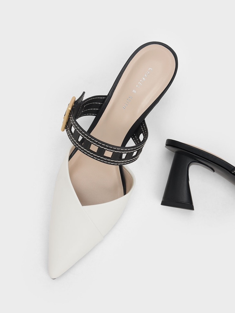 CHARLES & KEITH - CK1-60580238 WHITE (GUỐC MŨI NHỌN TRẮNG SIZE 37)
