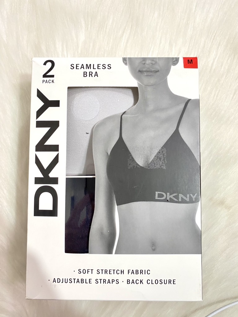 DKNY - Seamless Bra (SET 2 Áo Lót Size M, Đen Xám)