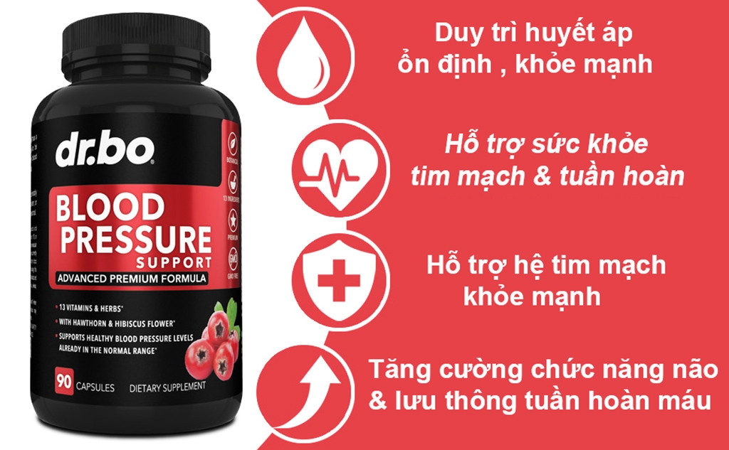 DRBO - BLOOD PRESSURE SUPPORT (VIÊN UỐNG HỖ TRỢ HUYẾT ÁP 90 VIÊN)