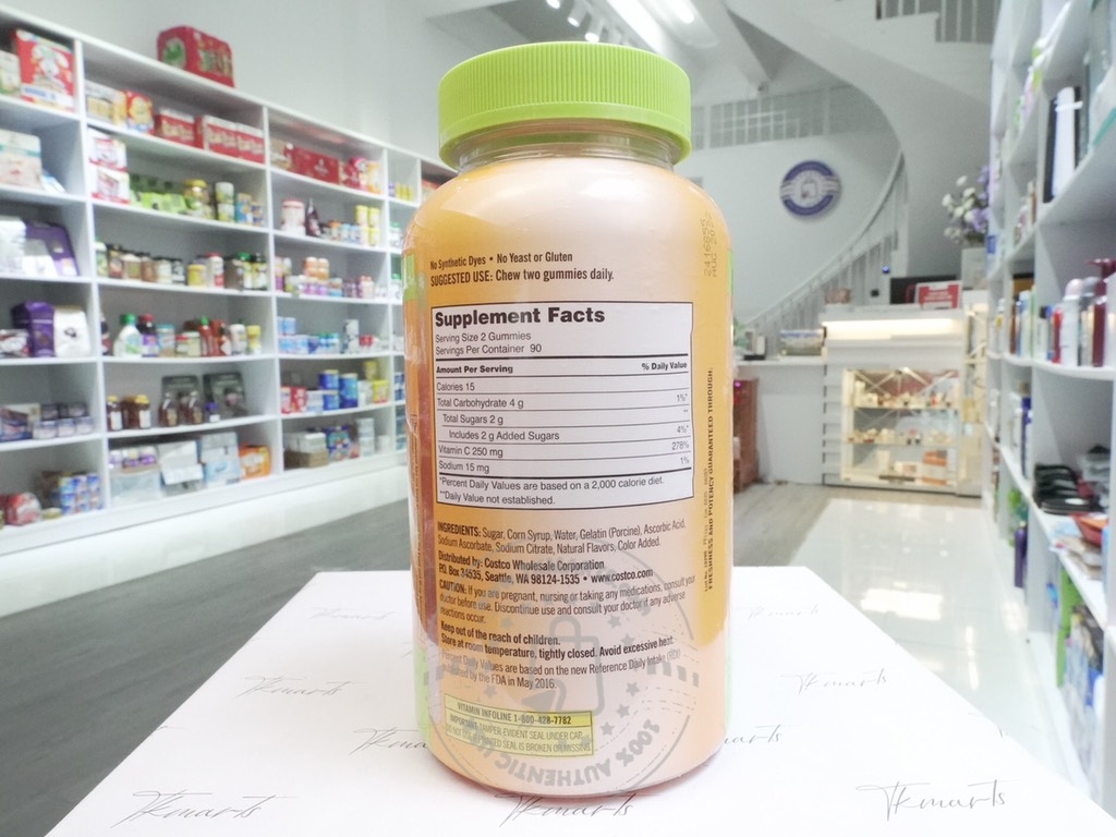KIRKLAND - Adult Gummie C 250MG (Kẹo Dẽo Vitamin C 180 Viên)