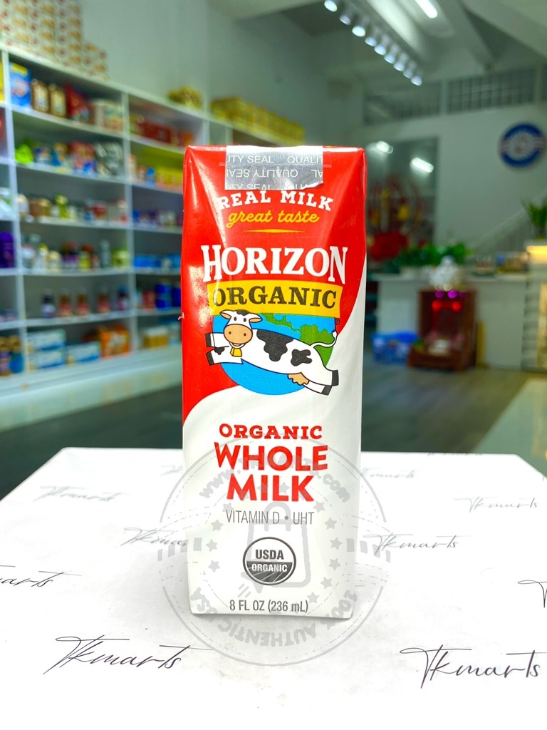 Horizon - Organic Whole Milk (Sữa Tươi Hữu Cơ, Thùng 18 Hộp/1 Hộp  236ml)