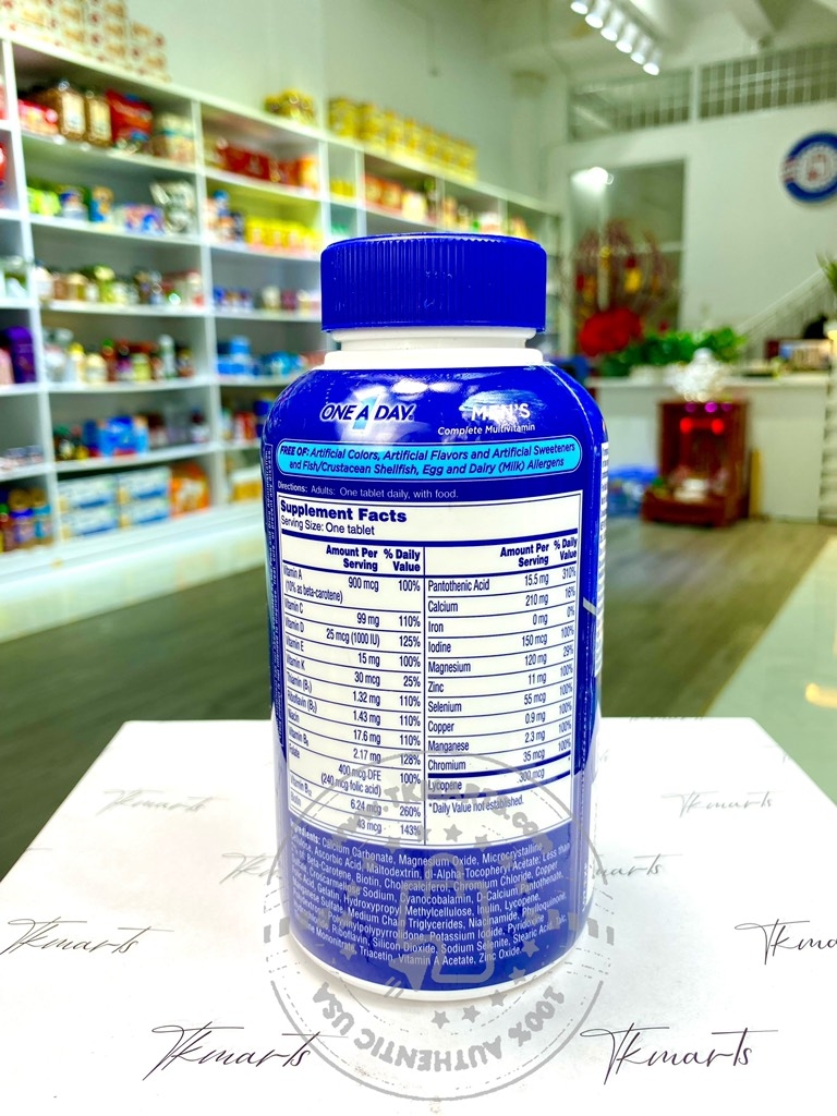 ONE A DAY - MULTIVITAMIN SUPPLEMENT FOR MEN'S (BỔ SUNG VITAMIN TỔNG HỢP NAM 300 Viên)