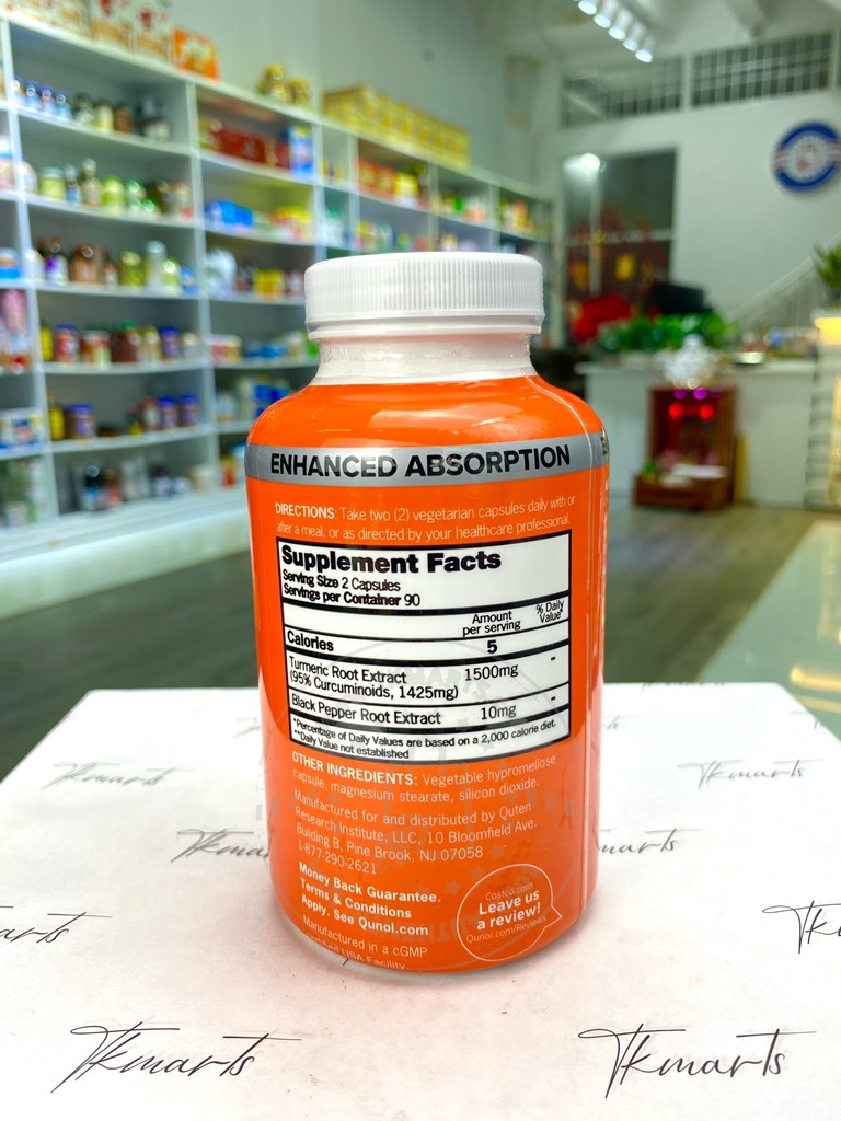 Qunol - Extra Strength Turmeric 1500MG (Tinh Chất Nghệ 180 Viên)