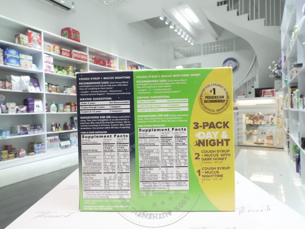 ZARBEE'S - NATURAL'S COUGH SYRUP+MUCUS (SET 2 NGÀY 1 ĐÊM SIRO HO CHO BÉ)