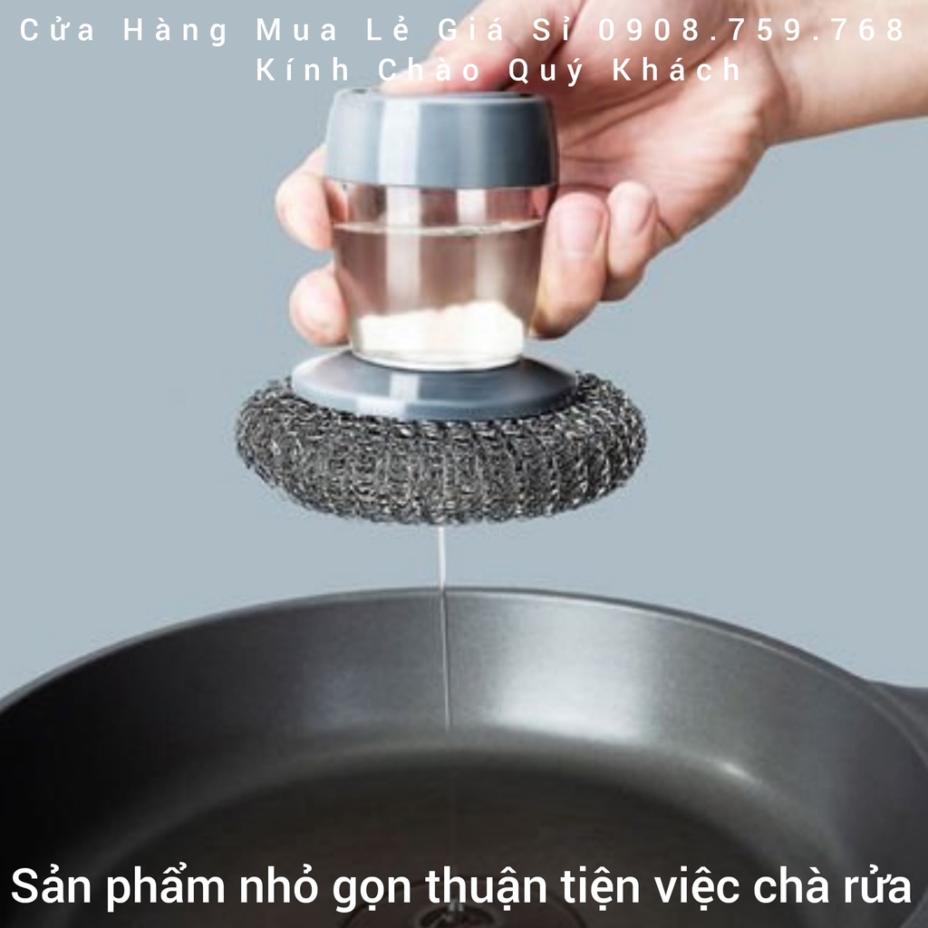 Dụng Cụ Rửa Chén Bát - Xoong Nồi Chảo - Có Bình Đựng Xà Phòng Đa Năng Tiện Lợi