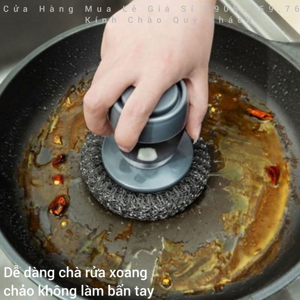 Dụng Cụ Rửa Chén Bát - Xoong Nồi Chảo - Có Bình Đựng Xà Phòng Đa Năng Tiện Lợi