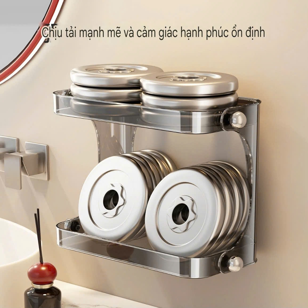 Kệ 2 tầng nhựa mica có 4 chân hút tường