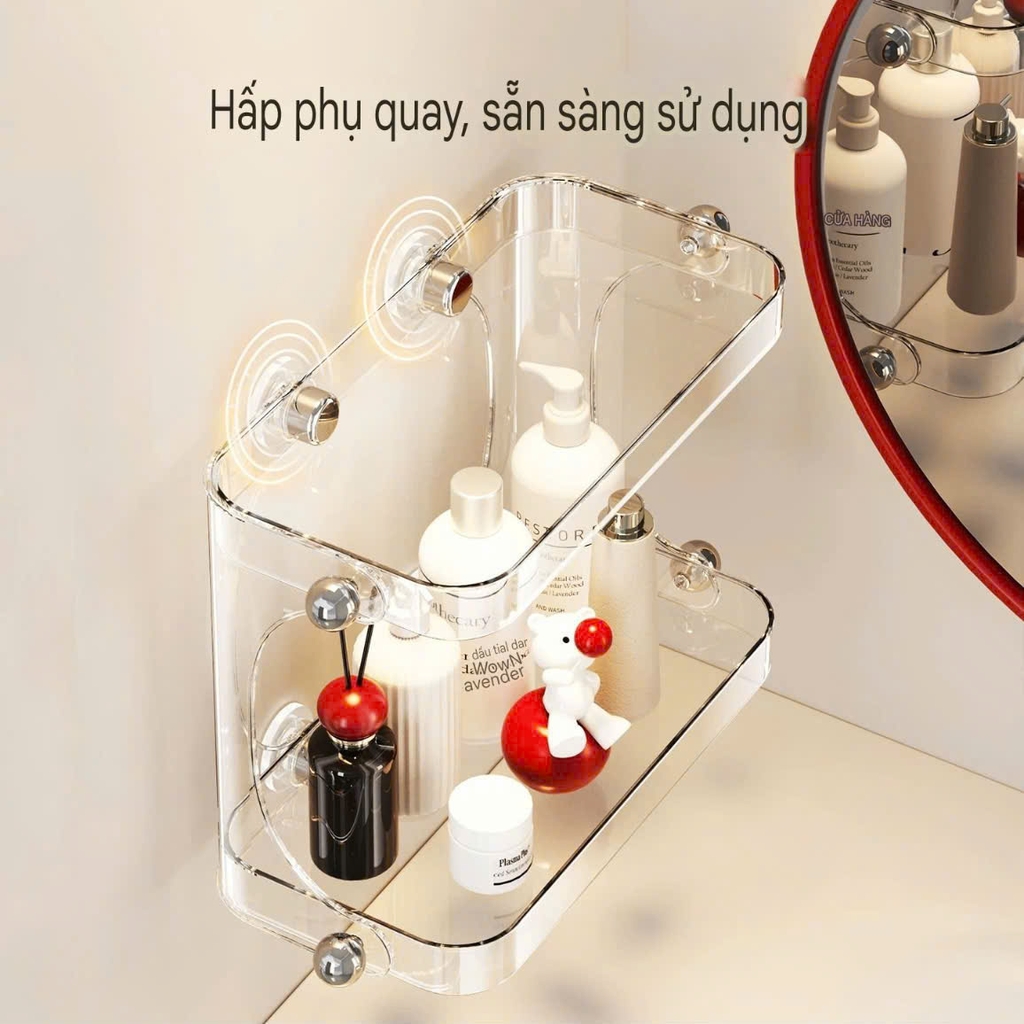 Kệ 2 tầng nhựa mica có 4 chân hút tường