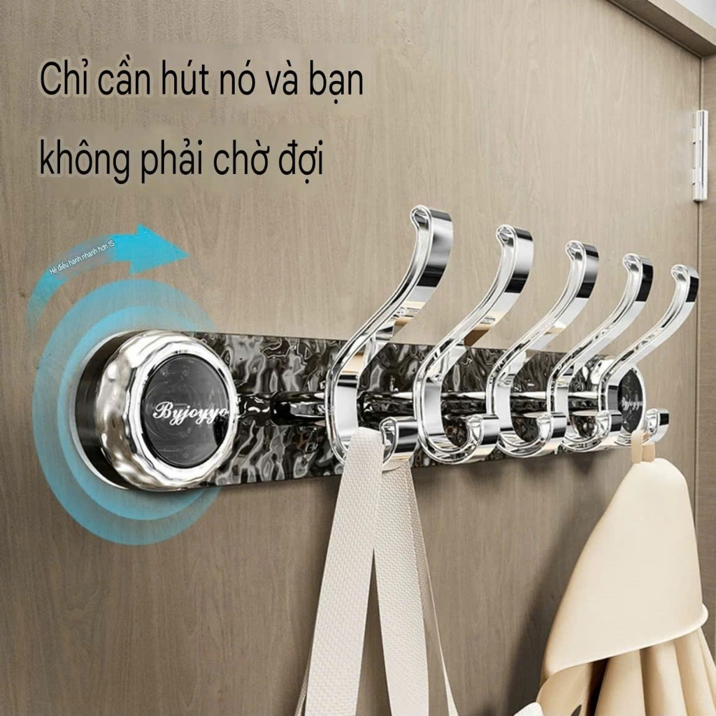 Thanh treo đồ 5 móc hút tường