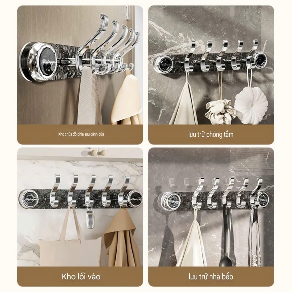 Thanh treo đồ 5 móc hút tường