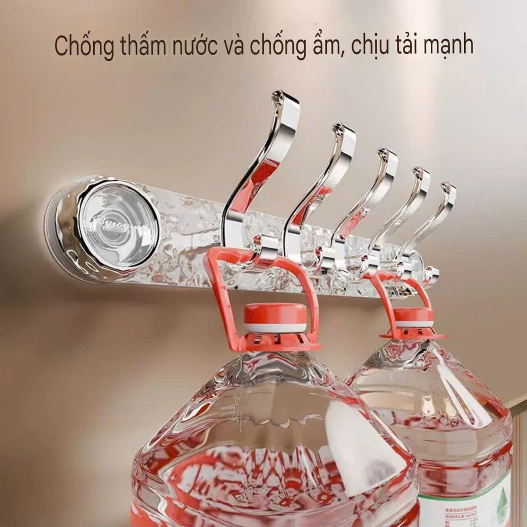 Thanh treo đồ 5 móc hút tường