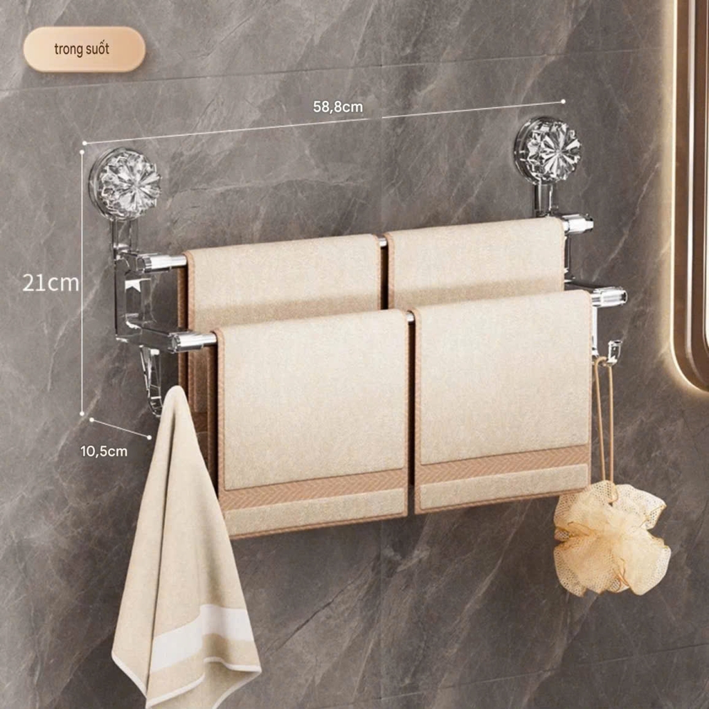 Giá treo khăn 2 tầng kiểu hít tường