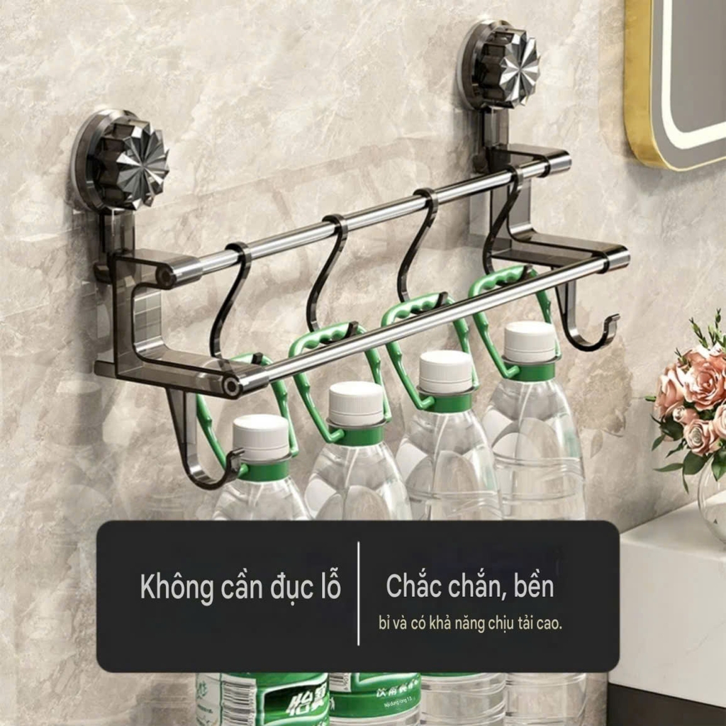 Giá treo khăn 2 tầng kiểu hít tường