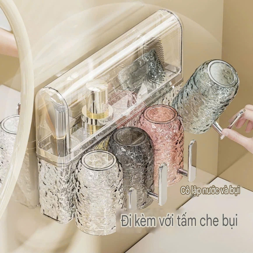 Hộp để bàn chải và kem đánh răng có dung cụ nhả kem tự động