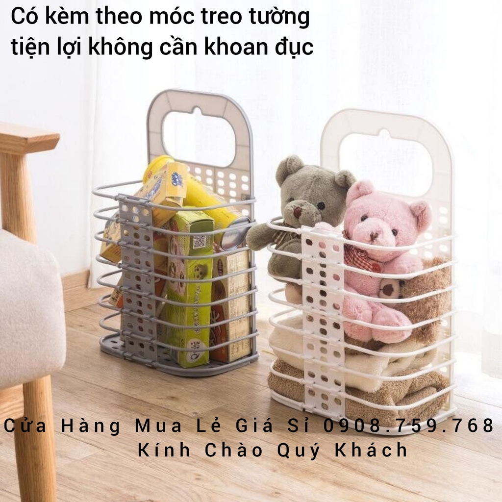 Giỏ Đựng Quần Áo Bằng Nhựa Cao Cấp Thông Minh - Kiểu Dáng Xếp Gọn Tiện Lợi
