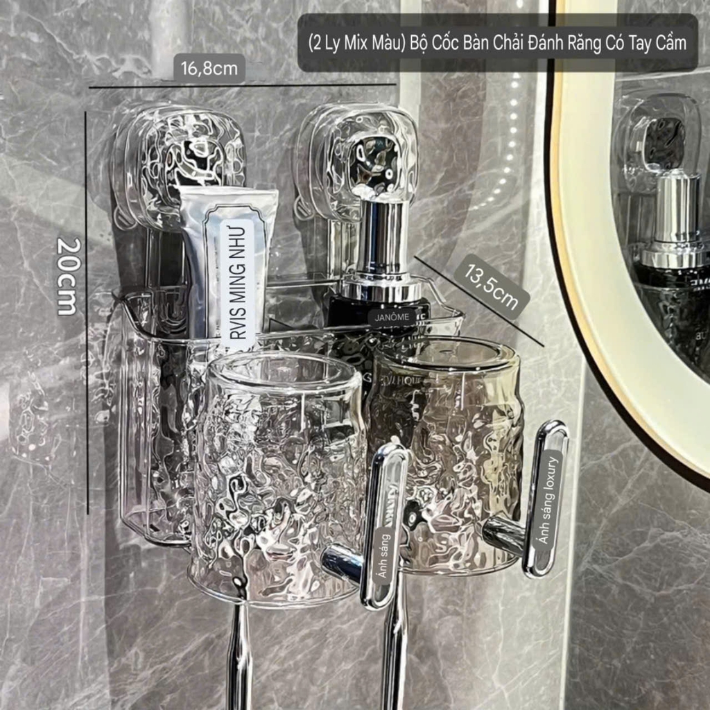 Bộ cốc có tay cầm để bàn chải và kem đánh răng