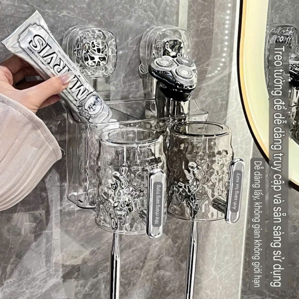Bộ cốc có tay cầm để bàn chải và kem đánh răng