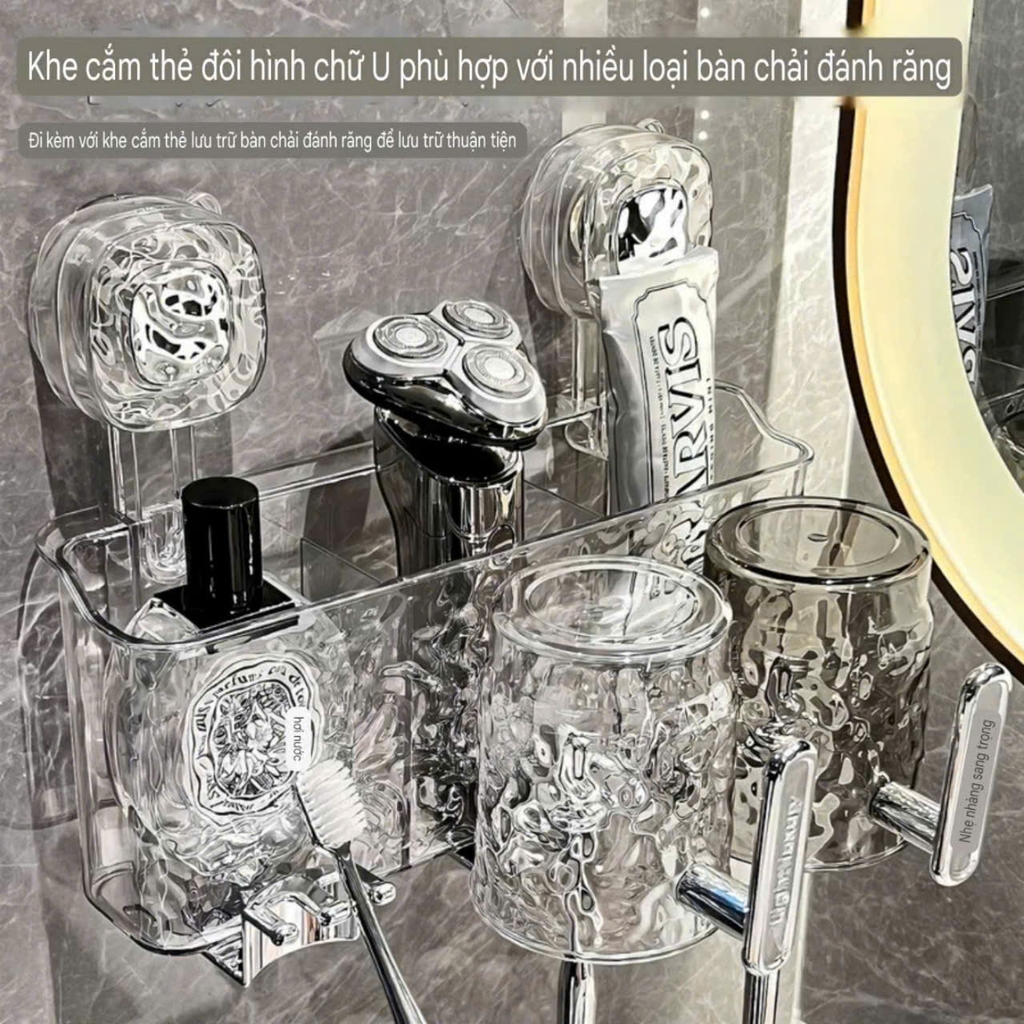 Bộ cốc có tay cầm để bàn chải và kem đánh răng