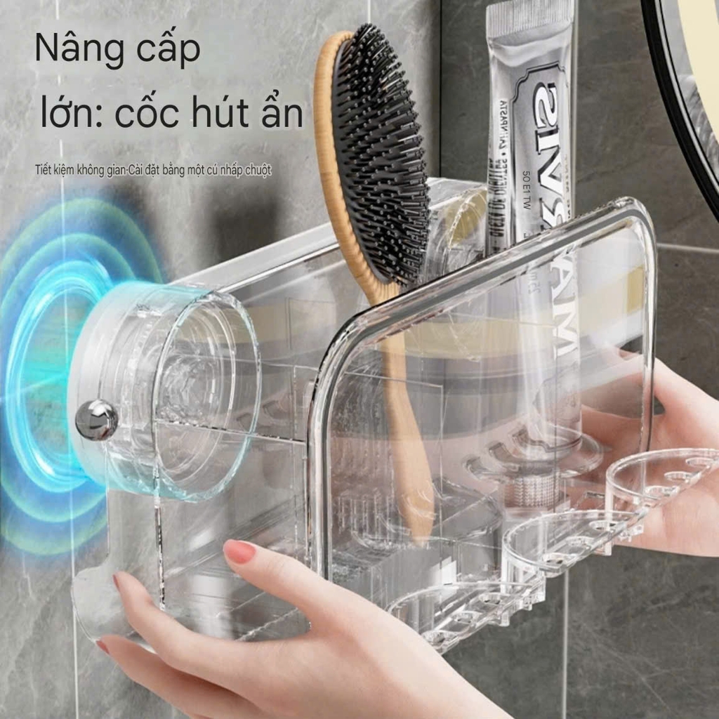 Bộ để cốc và bàn chải và kem đánh răng có tay cầm