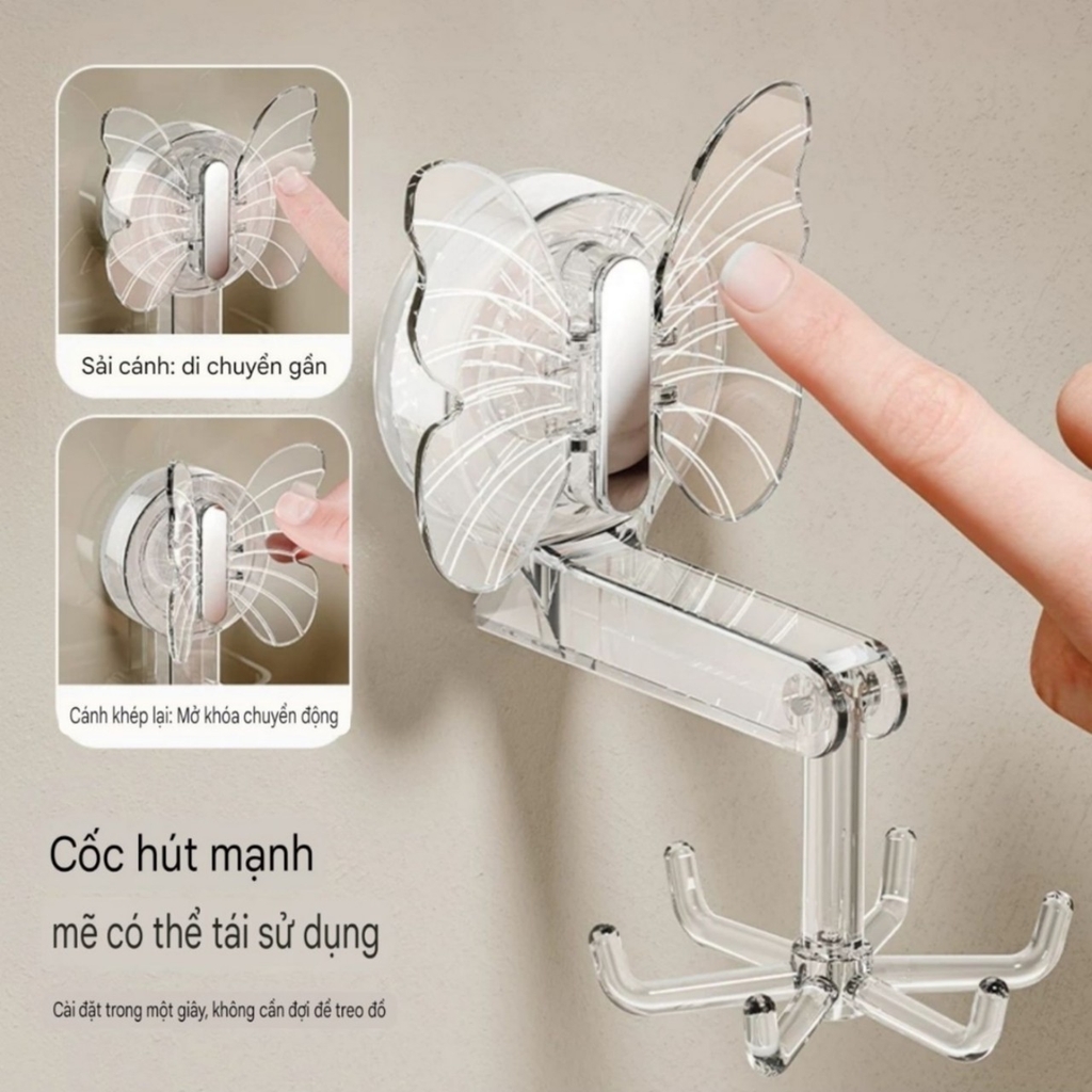 Cây treo đồ có 6 móc xoay 360 độ kiểu cách bướm